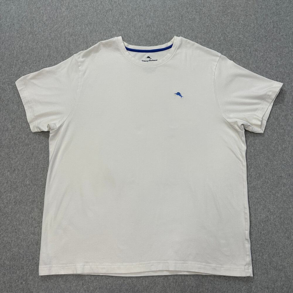 Tommy Bahama T-Shirt Men XL Pullover White Short Sleeve Stretch Blue Marlin Logo